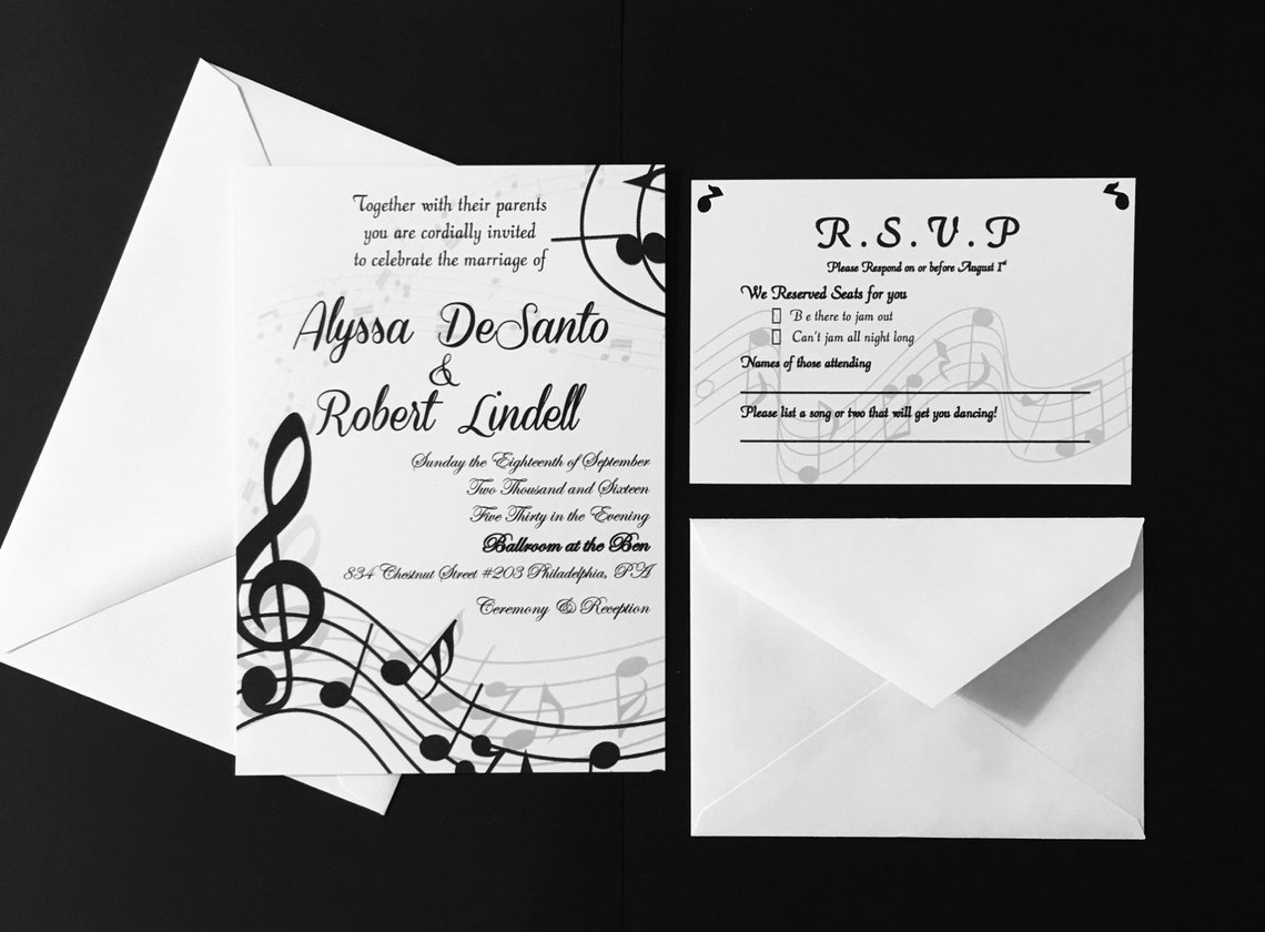 Music Themed Wedding Invitations Etsy