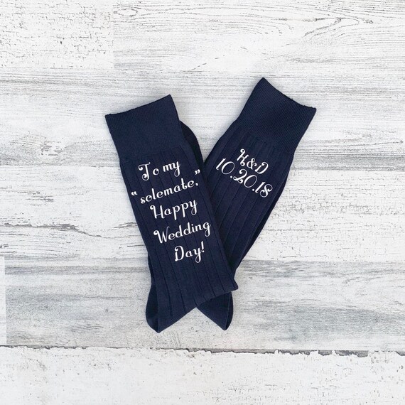 Sole Mates - Socks for Groom - Customizable Socks for the Wedding Day - Groom Gift from Bride - customizable Groom Socks