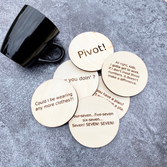 Funny TV Show Coasters: Engraved Wood Coaster Set