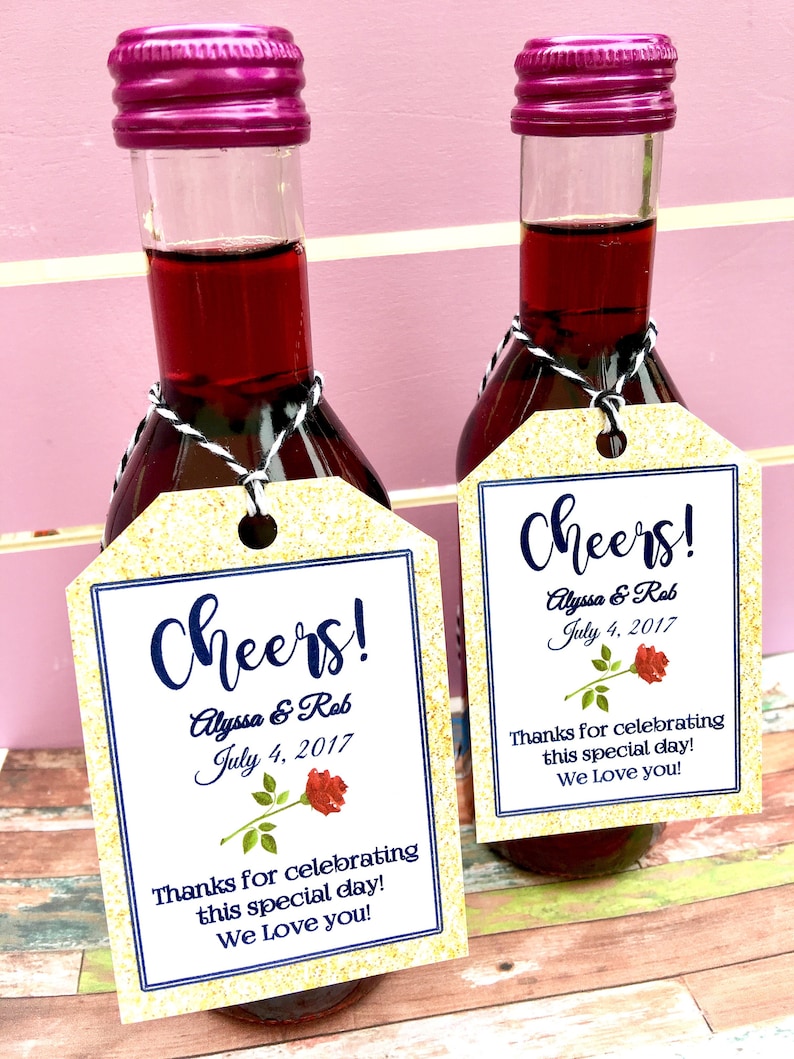 Navy and Gold Glitter Favor Tags for Small Wine or Champagne Etsy