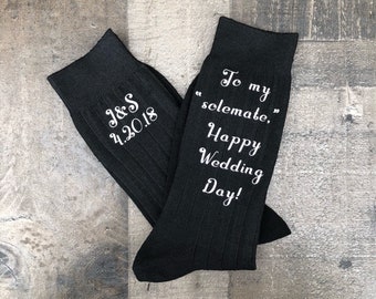 Sole Mates - Socks for Groom - Customizable Socks for the Wedding Day - Groom Gift from Bride - customizable Groom Socks