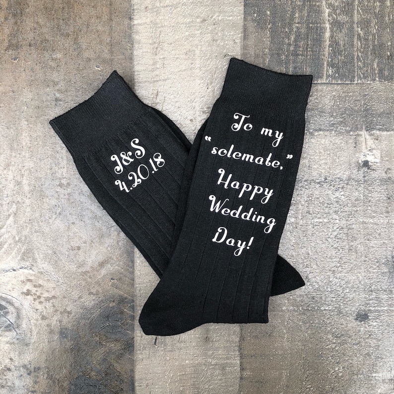 Sole Mates Socks for Groom Customizable Socks for the Wedding Day Groom Gift from Bride customizable Groom Socks image 1