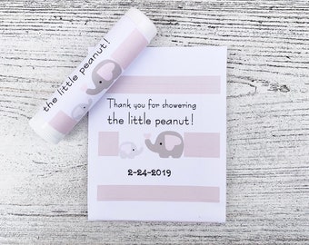 Baby Shower Chapstick Favor Labels Only / Chapstick Favors / Showering this little peanut / Elephant Favors