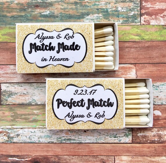 Gold Glitter Matchbox Favors: Personalized Wedding Shower Matches