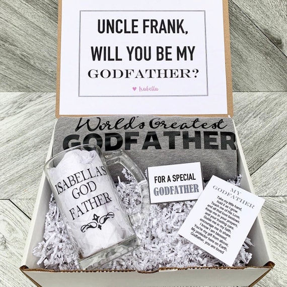 Personalized Godfather Gift Box: Beer Mug & T-Shirt