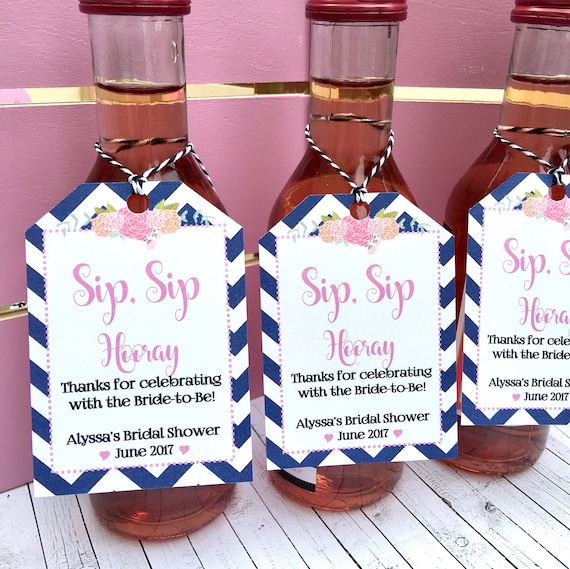 Customizable Wine Bottle Favor Tags: Bridal Shower, Wedding (PDF)