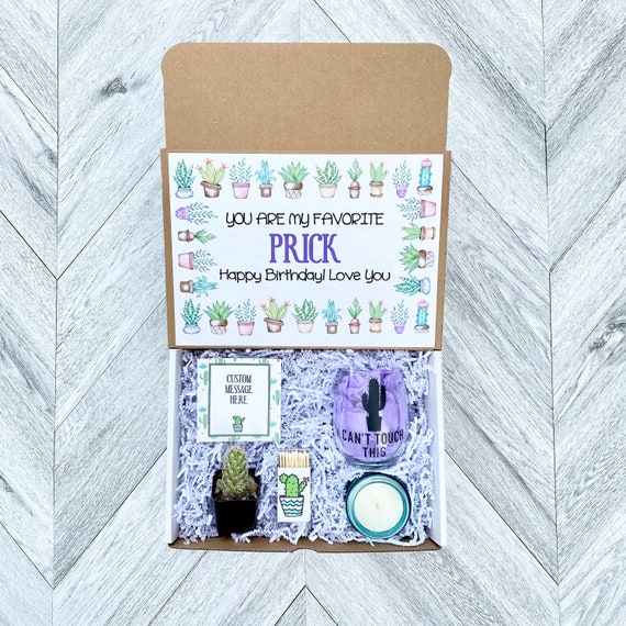 Cactus Gift Box: Wine Glass, Candle & Matches - Funny Prickly Gift