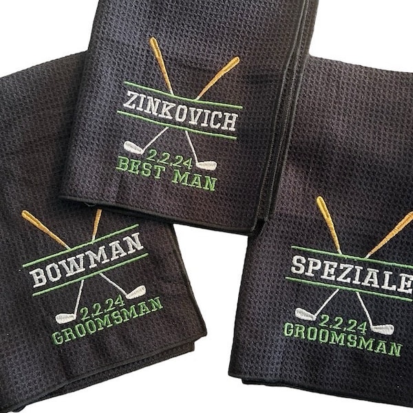 Groomsman Golf Towels - Personalized Embroidered Golf Towel - Best Man Golf Towel - Gifts for Groom Party