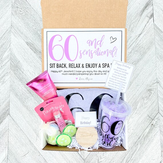 60th Birthday Spa Gift Box: Tumbler, Shirt & Spa Set