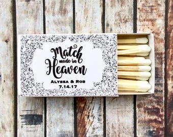 Matches Favor Labels - Silver Glitter Matchbox Favors - The Perfect Match - Match Made in Heaven - Match wedding or shower favors