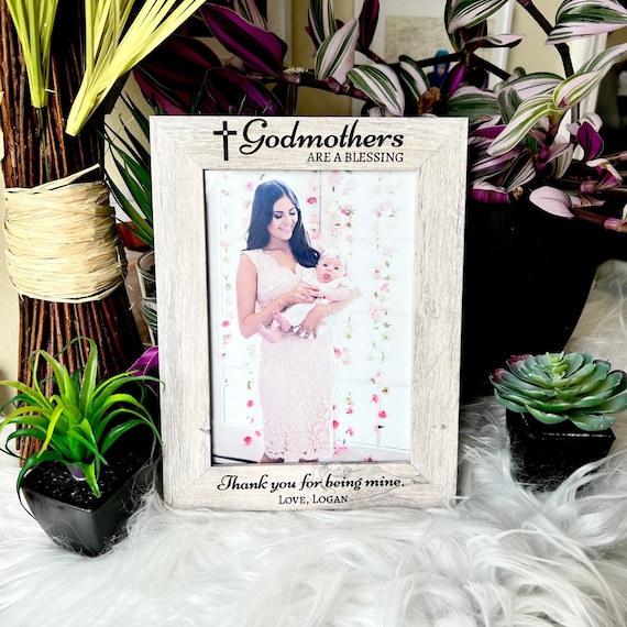 Personalized Godmother Engraved Wooden Frame: Godmother Blessing Gift