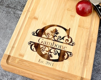 Wood Engraved Custom Cutting Board - Anniversary or Wedding Gift - Personalized Cutting with Name and Date