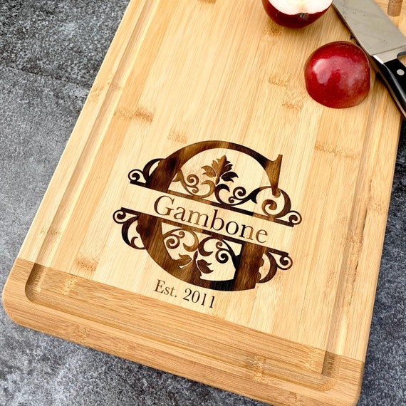 Wood Engraved Custom Cutting Board - Anniversary or Wedding Gift - Personalized Cutting with Name and Date