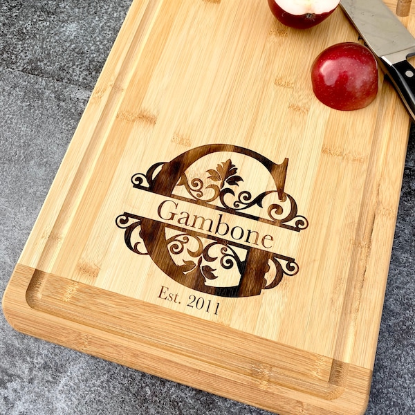 Wood Engraved Custom Cutting Board - Anniversary or Wedding Gift - Personalized Cutting with Name and Date