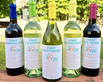 8 Bridal Shower Wine labels - First