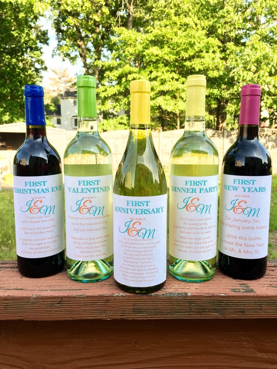 8 Bridal Shower Wine labels - First