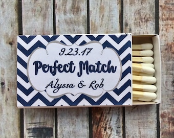 Matches Favor Labels - Navy and White Matchbox Favors - The Perfect Match - Match Made in Heaven - Match wedding or shower favors