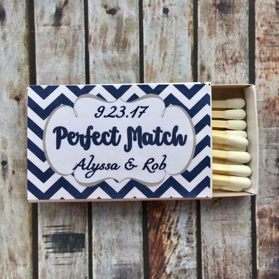 Matches Favor Labels - Navy and White Matchbox Favors - The Perfect Match - Match Made in Heaven - Match wedding or shower favors