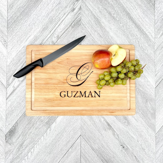 Wood Engraved Custom Cutting Board: Personalized Last Name Initial