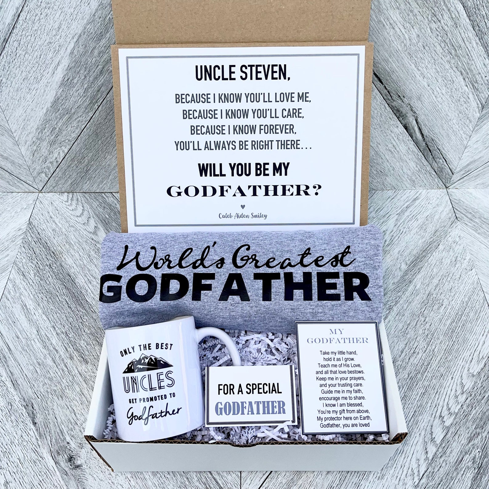 Godfather Box Personalized Godfather Gift Will You Be My Etsy