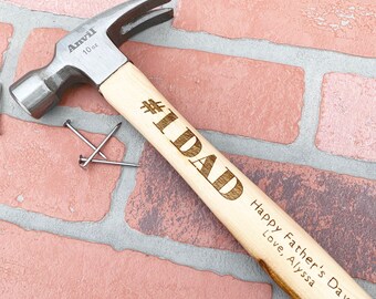 Engraved Hammer for Father's Day - #1 Dad - Personalized Hammer