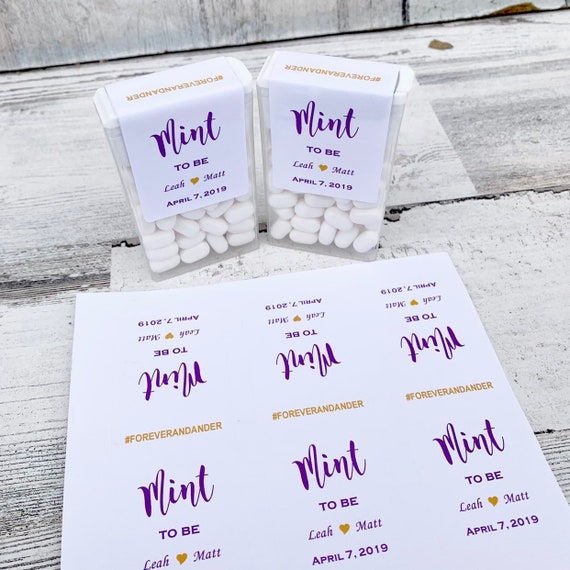 Tic Tac Labels Only - Mint to Be with Names, Hastag and Wedding Date