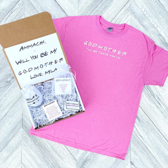 Personalized Godmother Gift Box: Birthstone Bracelet & 'I'll Be There For You' Shirt