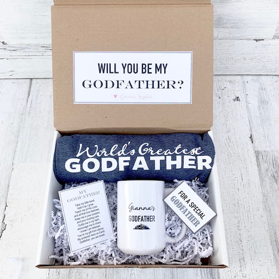 Personalized Godfather Gift Box: T-Shirt & Mug