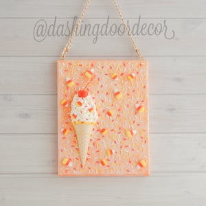 Fake Ice Cream, Candy Corn, Fake Food Wall Decor, Ice Cream Wall Hanging, 3D Food Art Sculpture, Quirky Decor, Halloween Fake Bake, Dopamine