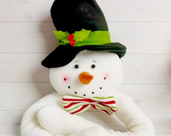 plush snowman wreath accent