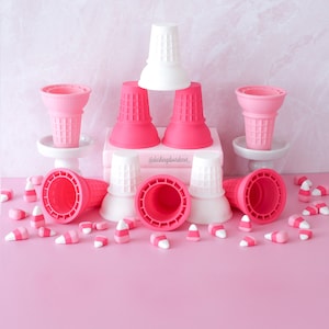 Fake Ice Cream Cone, Fake Sugar Cone, Fake Bake Ice Cream, Faux Ice Cream Cone, Fake Waffle Cone, Birthday Party Decor, Pink Tiered Tray