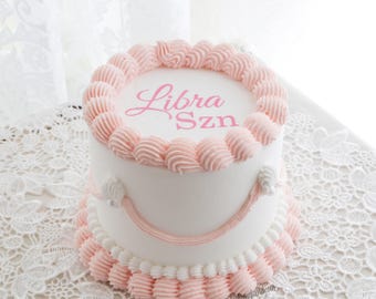Customizable Birthday Cake, Fake Zodiac Cake, Zodiac SZN, Zodiac Charm, PhotoShoot Prop, Coquette Cake, Lambeth Cake, Vintage Cake, Preppy