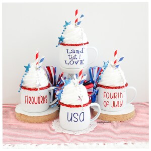 Patriotic Mini Mug, Fourth of July Mini Mug, USA Mini Mug, Fireworks Mini Mug, Mini Faux Whip, 4th of July Tray, Patriotic Tiered Tray Decor