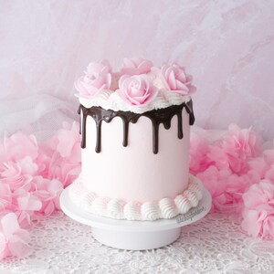 Fake Cake, Coquette Cake, Chocolate Drip Cake, Vintage Cake, Cake Prop, Cake Sculpture, Cake Centerpiece, Wedding Cake, Flower Birthday Cake