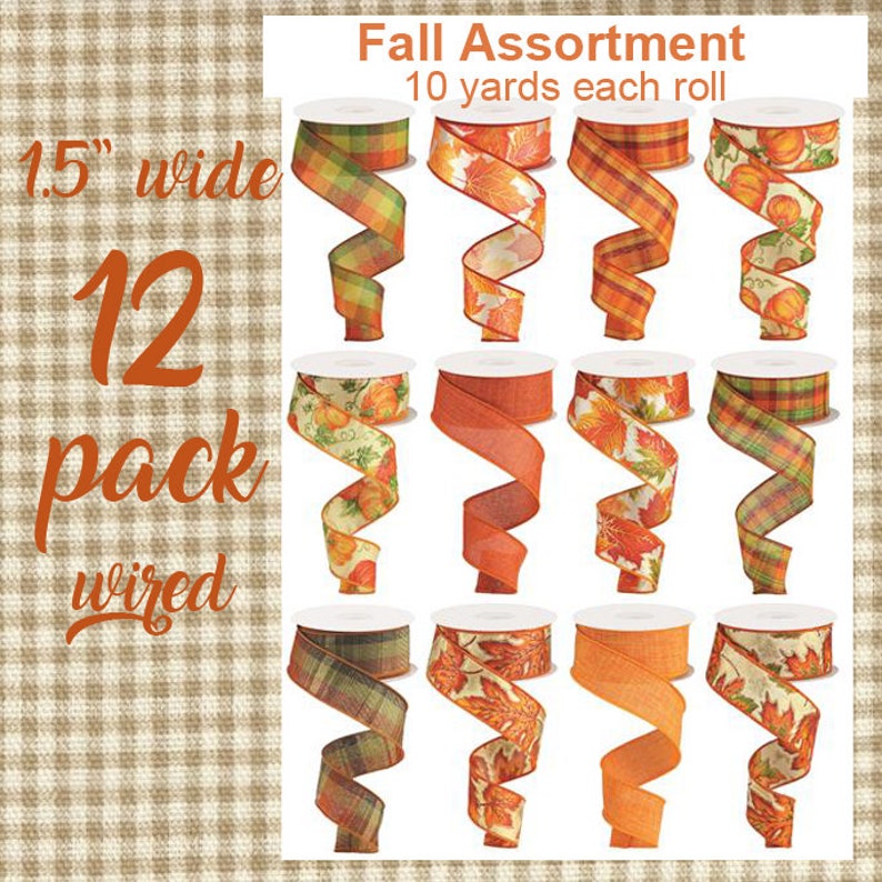 Fall Ribbon Wired Ribbon Wired Fall Ribbon 1.5 Inches Wide Etsy