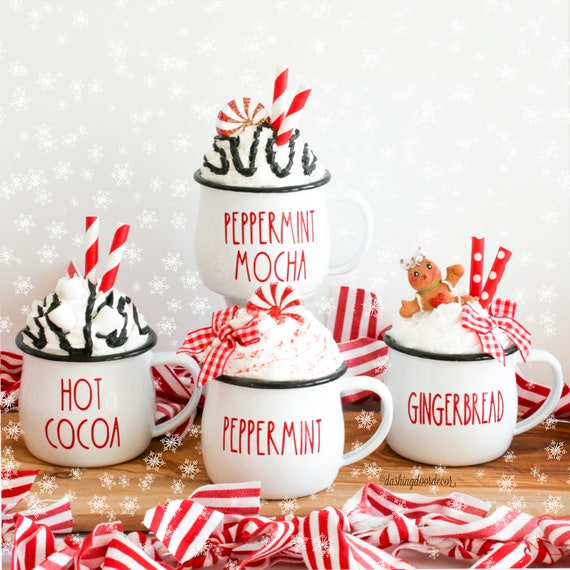 Christmas Mini Mug, Mini Hot Cocoa, Gingerbread Mini Mug, Candy Cane, Peppermint Mug, Tiered Tray Decor, Holiday Coffee Bar, Christmas Gift