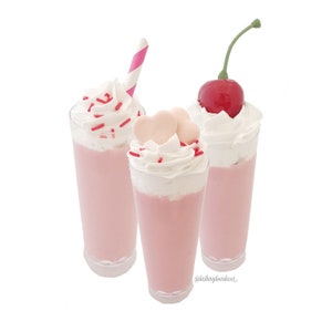 Fake Valentine Milkshake, Strawberry Milkshake, Pink Milkshake, Fake Bake Dessert, Coffee Bar, Valentine Decor, Pink Tray Decor, Ice Cream