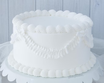 Fake Wedding Cake, Bow Coquette Cake, Tea Party Decor, Lambeth Cake, Vintage Cake Prop, Cake Charm Display, Zodiac Cake, Custom Birthday