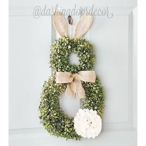 Bunny Wreath, Bunny Shaped Wreath, Boxwood Bunny Wreath, Cottontail Bunny Wreath, Easter Front Door, Easter Wreath, Modern Easter Decor