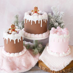 Fake Gingerbread Cake, Christmas Cake, Christmas Fake Bake, Holiday Decor, Faux Cake, Artificial Cake, Gingerbread Tiered Tray, Photo Prop