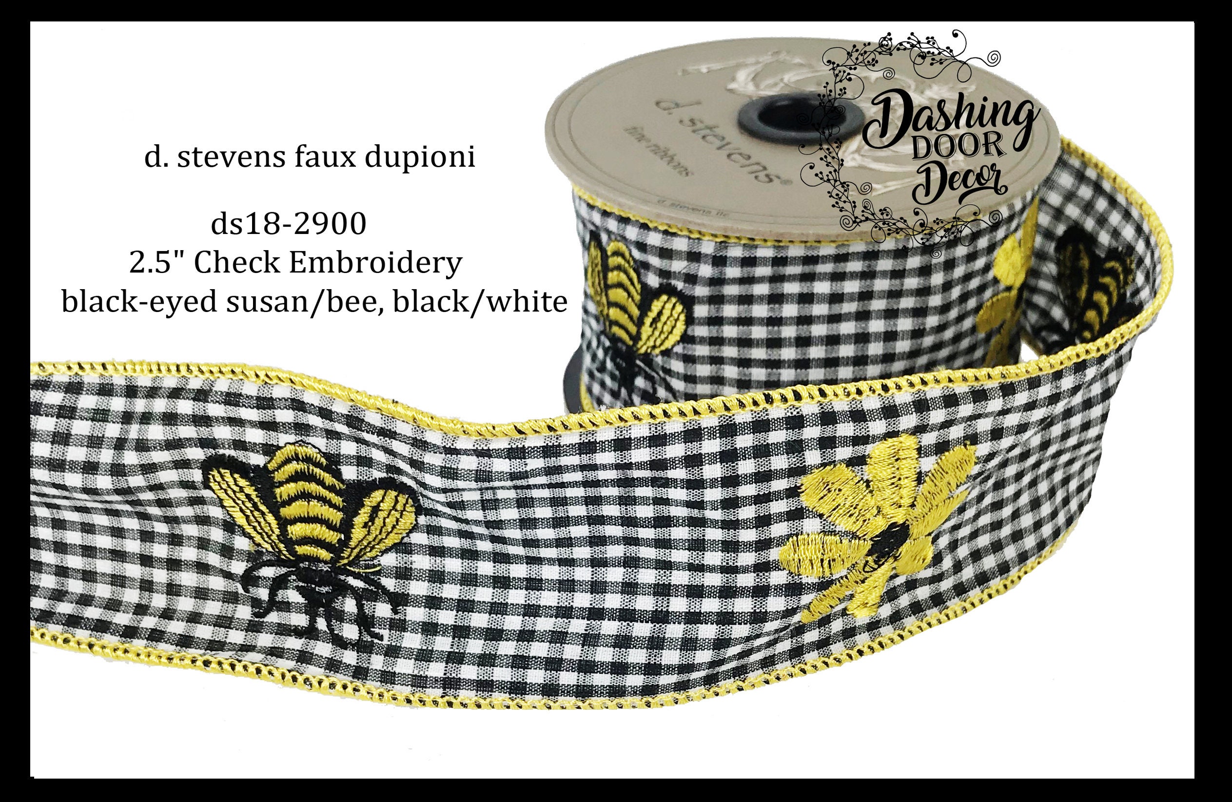 Bumble Bee Ribbon, Faux Canvas Bee Ribbon, Bumble Bee Wire Ribbon