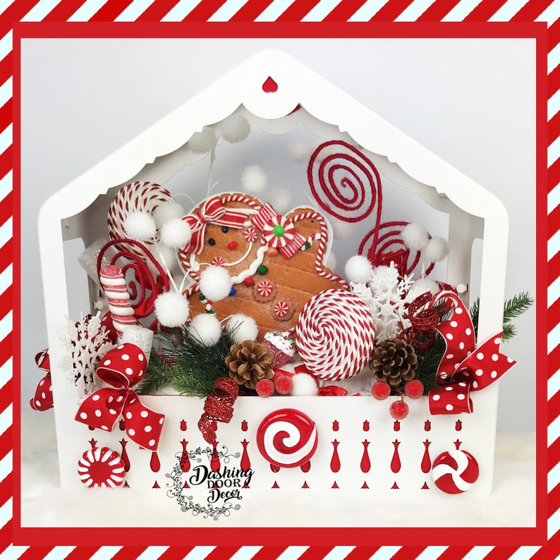 Christmas Centerpiece Gingerbread House Candyland Centerpiece Christmas Arrangement Candyland Arrangement FREE SHIP Christmas Floral