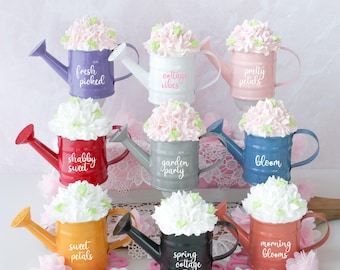 Mini Watering Can, Fake Cupcake, Afternoon Tea Party, Bridal Party Favor, Tiered Tray, Garden Party Prop, Spring Cottage Decor, Floral Table