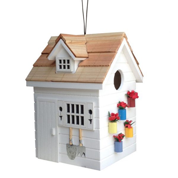 White Birdhouse, Potting Shed Birdhouse, Bird Feeder, Functional Birdhouse, Birdhouse Decor, Victorian Cottage Birdhouse, Farmhouse Decor