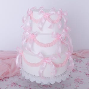Fake Cake, 4 Tier Cake, Bow Cake, Event Prop, Cottagecore Centerpiece, Vintage Cake, Pink Cake, Bridal Shower, Wedding Cake, Tea Party Prop