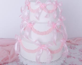 Fake Cake, 4 Tier Cake, Bow Cake, Event Prop, Cottagecore Centerpiece, Vintage Cake, Pink Cake, Bridal Shower, Wedding Cake, Tea Party Prop