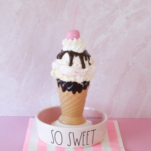 Fake Ice Cream Sundae, Pink Fake Bake, Ice Cream Cone, Birthday Party Decor, Pink Tiered Tray, Ice Cream Prop, Pastel Decor, Baby Shower