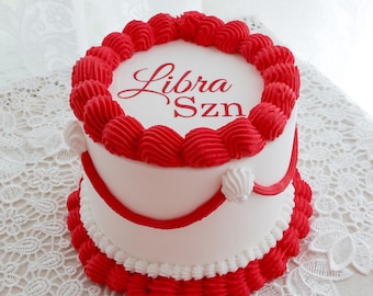 Customizable Birthday Cake, Fake Zodiac Cake, Zodiac SZN, Zodiac Charm, Photo Shoot Prop, Coquette Cake, Lambeth Cake, Vintage Cake, Preppy