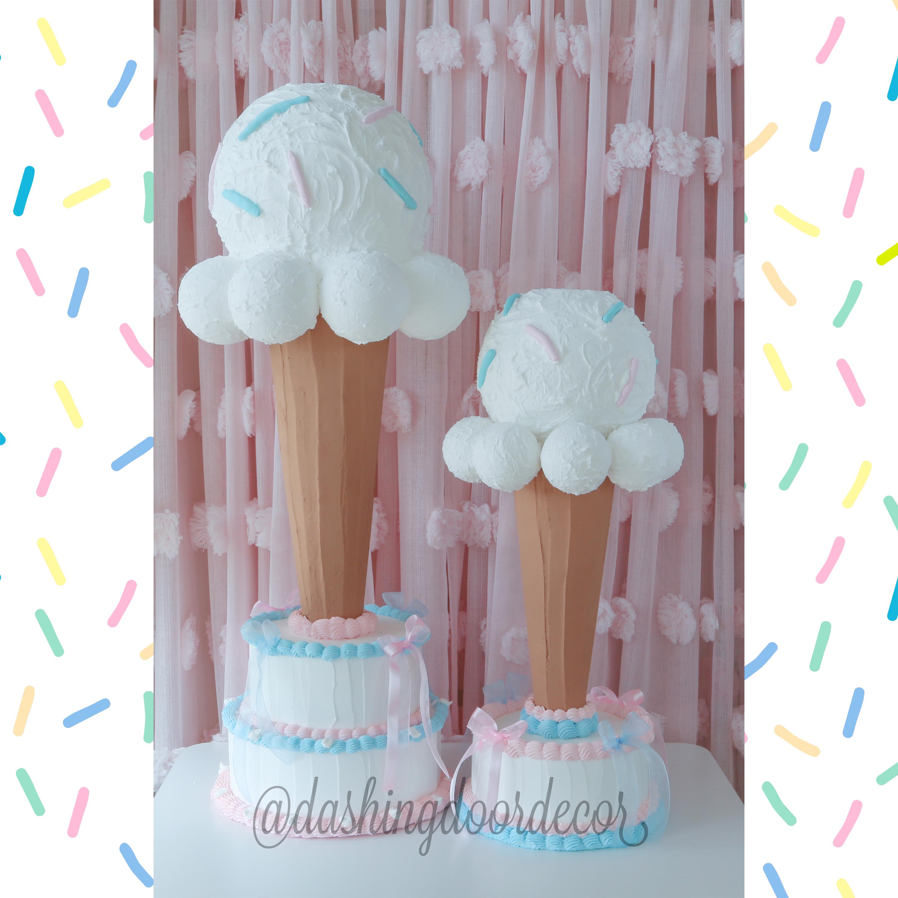 34" Fake Ice Cream Cone, Pink Birthday Decor, What's the Gender Reveal, Giant Scoop, Birthday Party, Jumbo Ice Cream Sculpture, Baby Shower