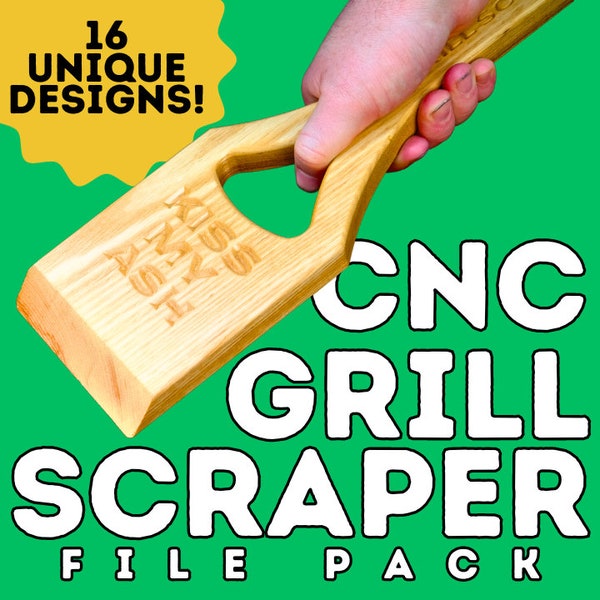 Grill Scraper CNC File Pack / 16 Unique Designs / SVG CNC cut files, easy beginner cnc project for markets and craft fairs Instant Download!